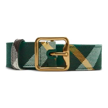 Burberry Plaid Design Pin Buckle Belt Women's Green