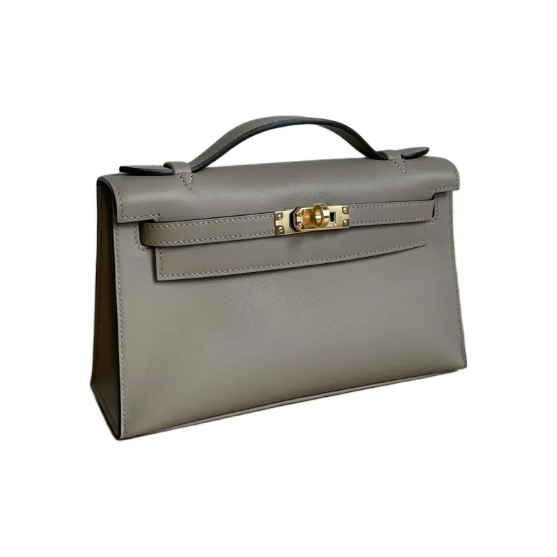 HERMES Kelly Swift Leather Kelly Bag Clutch Mini Women's Starry Gray-1