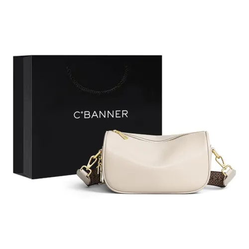C°BANNER Cow Leather With Synthetic Leather Pillow Bag Shoulder Bag Regular Women's Ecru