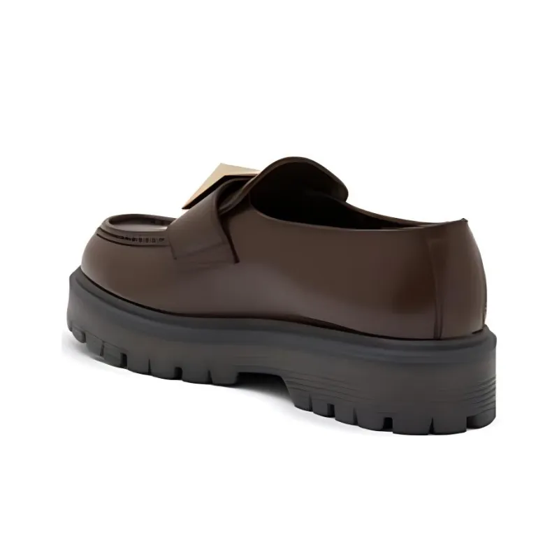 Valentino One Stud Loafers 4cm Women's Brown-2