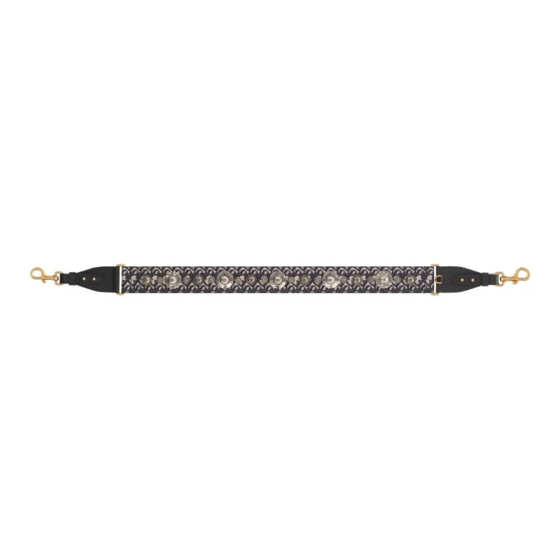 DIOR Embroidery Shoulder Strap Bag Straps Women's Black-3