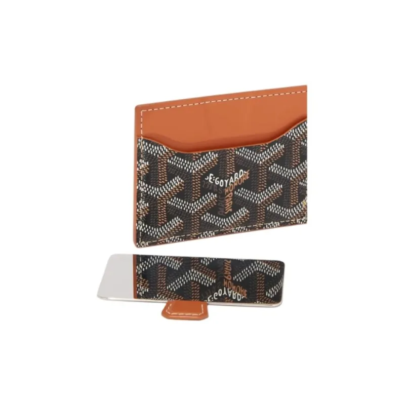 GOYARD Canvas With Calfskin Card Holder Unisex Black & Brown-1