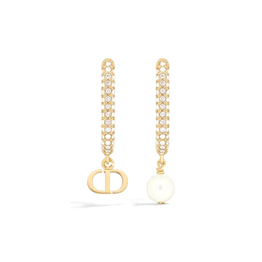 DIOR Metal, Crystal, Resin Pearl Earrings Women's Gold-1