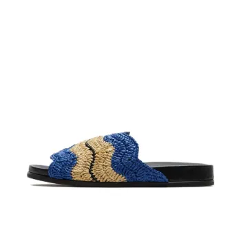 MARNI MARNI X No Vacancy Inn Co-brand Woven Slip-Resistant Slide Slippers Men's Blue Beige