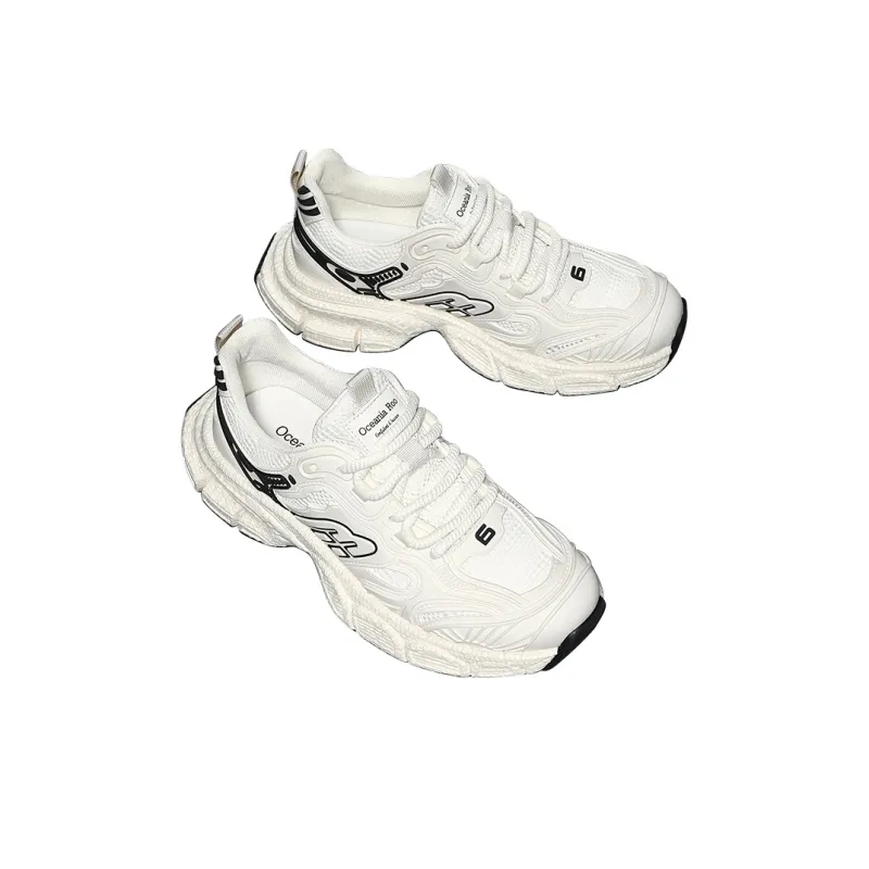 OCEANIA ROO Shock Absorbers Slip Resistant, Abrasion Resistant, Breathable Low Top Chunky Sneakers Men's White-3