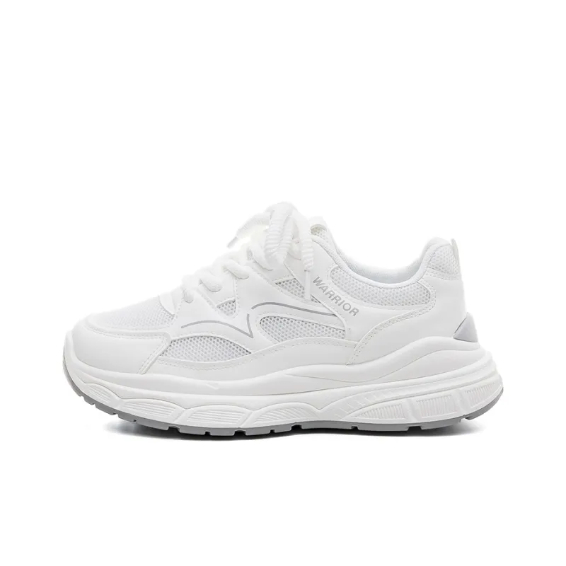 Warrior Height Increasing Abrasion Resistant Low Top Chunky Sneakers Women's White-0