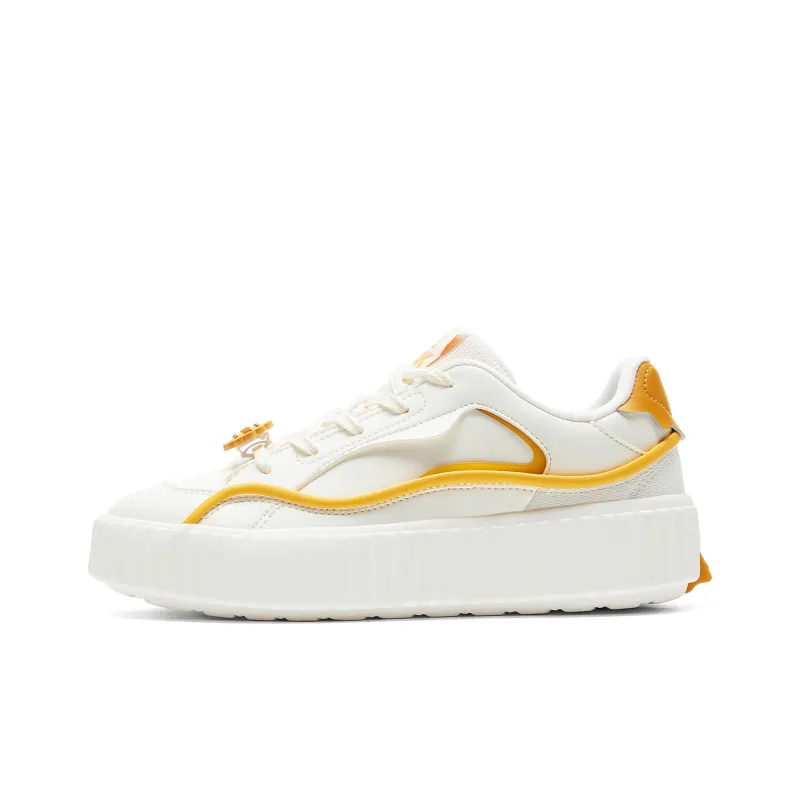 PEAK Cushioned Wear Resistant Breathable Slip Resistant Low Top Casual Shoes Women's Beige White Yellow-0