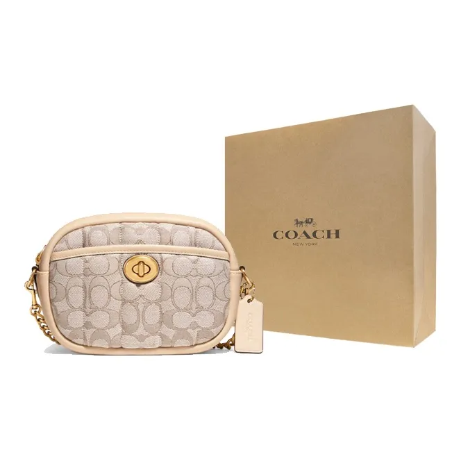 COACH Camera Cow Leather One Shoulder Crossbody Round Camera Bag Trumpets Women's Lime Ivory White-4