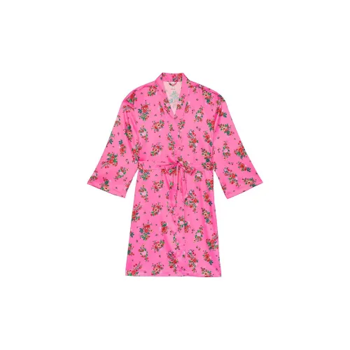 Victoria's Secret Satin Midi Robe/Lovely Pink Bouquet Pajama Robe Women's Pink