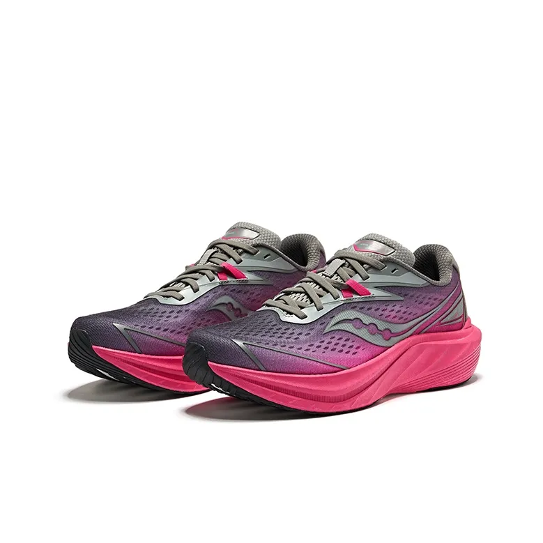 Saucony Slay 2 Cushioned Wear-Resistant Breathable Coverage Low-Top Marathon Running Shoes Unisex Gray Red-2