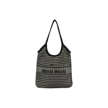 MIU MIU Yarn With Linen Handbag Women's Black
