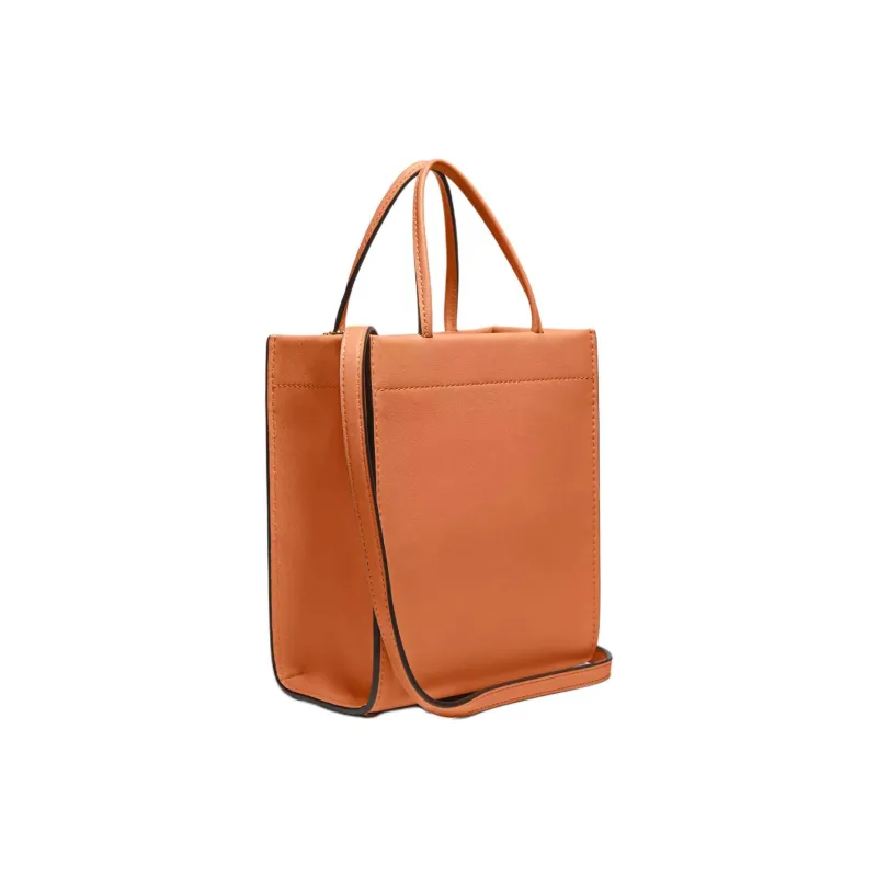 COACH Cashin Tanned Leather Tote Bag, Shopping Bag, One Shoulder Handbag Mini Women's Brass & Orange-1