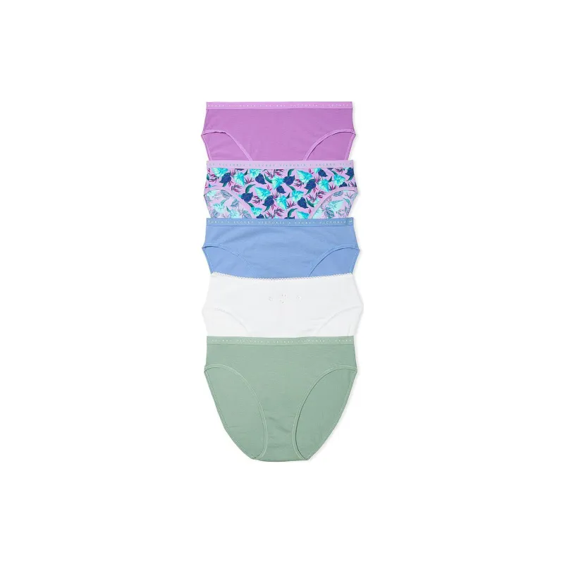 Victoria's Secret PINK 5-Pack Stretch Cotton High-Leg Brief Panties SM Underpants Women's 5 Pack Multicolor-0