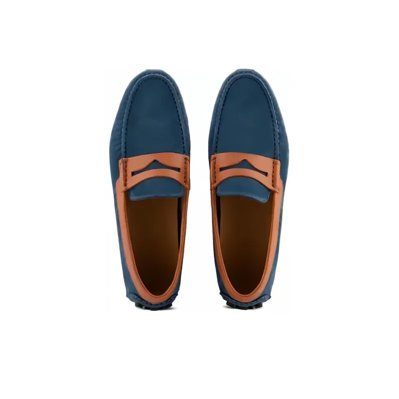 EMPORIO ARMANI Beanie Shoes Men's Blue Brown-2