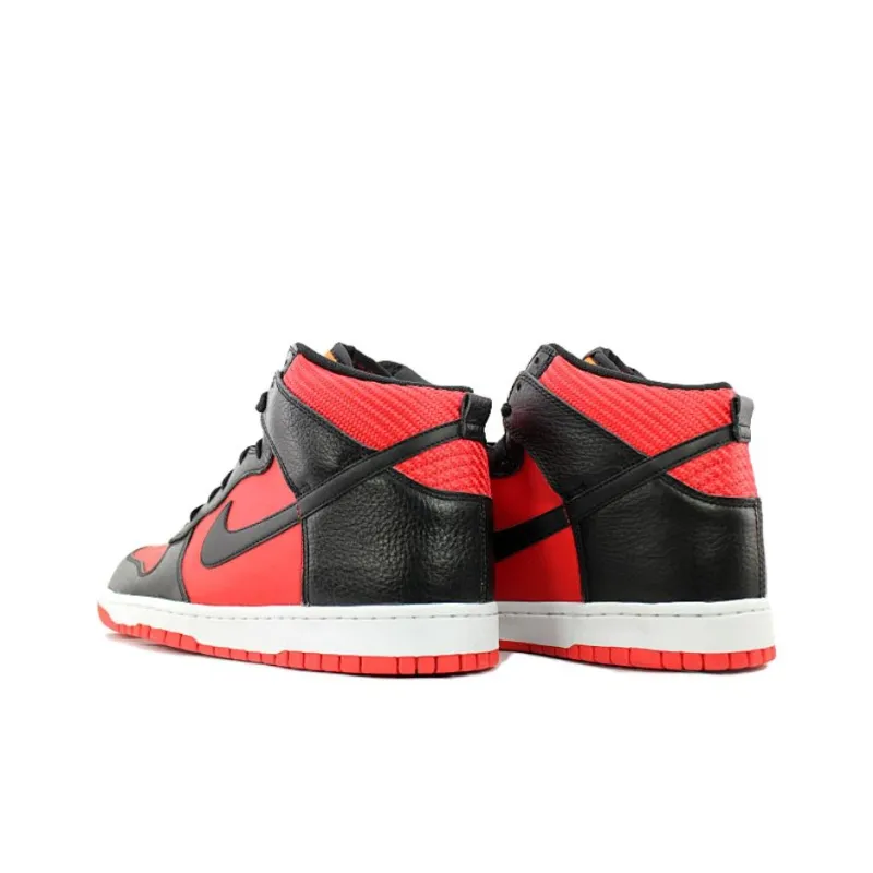 Nike Dunk High Tumbled Leather Black Varsity Red-3