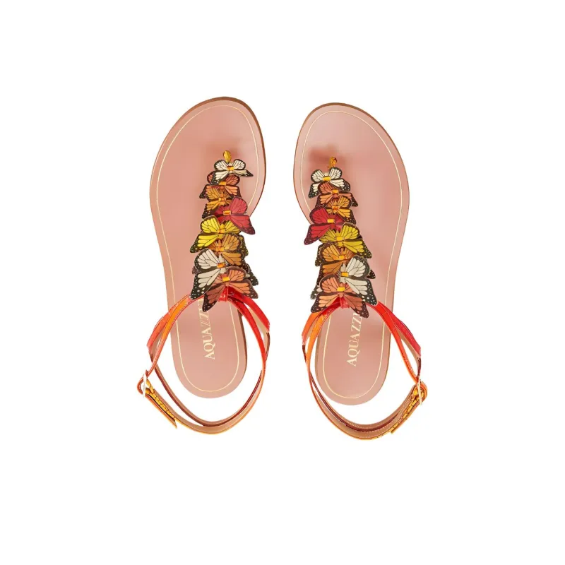 AQUAZZURA Papillon Strap Sandals Women's Orange-3