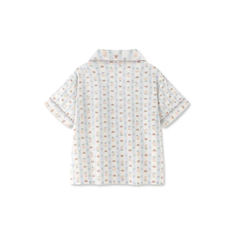 Beast's Secret Cotton Yarn Pajama Set Women's Blue-2