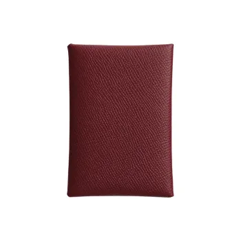 HERMES Calvi Duo Epsom Leather Card Holder Mini Women's 55 Rouge H Hermes Red