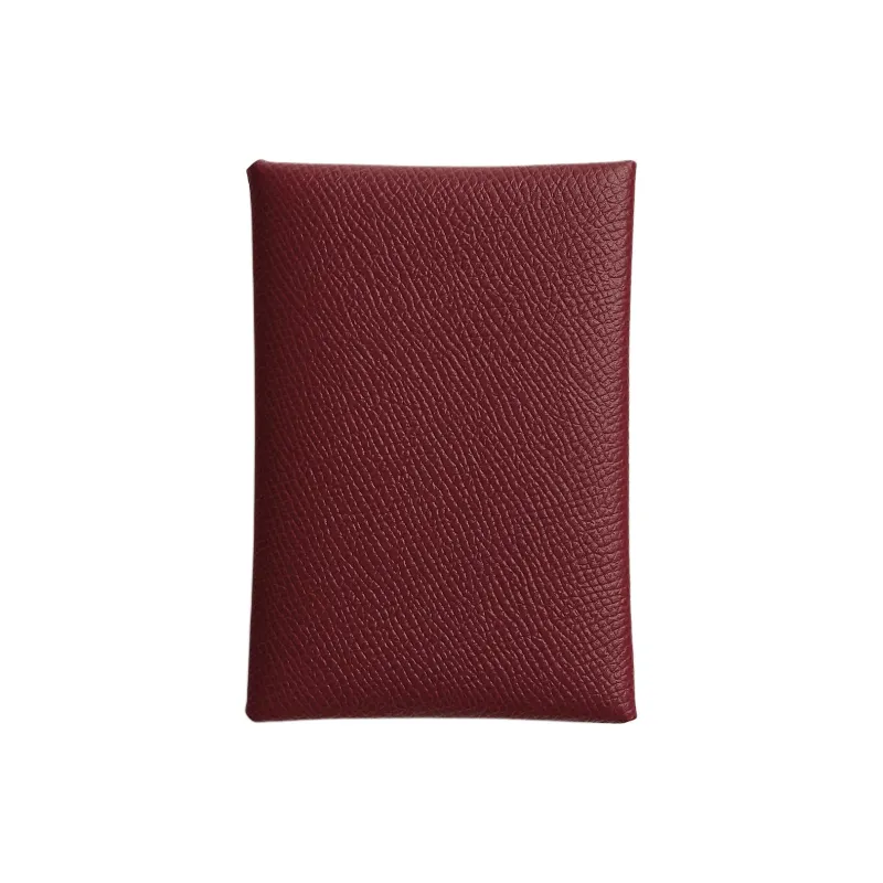 HERMES Calvi Duo Epsom Leather Card Holder Mini Women's 55 Rouge H Hermes Red-0