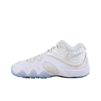 Nike Zoom Uptempo V Premium Cushioning Wear-Resistant Mid-Top Vintage Basketball Shoes Men's White