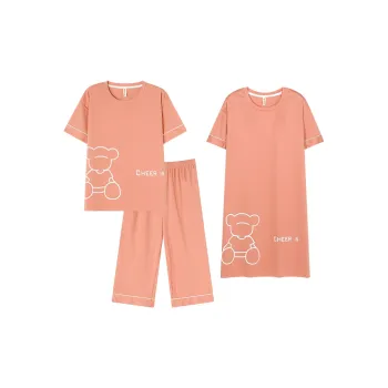Follow The United States Pajama Set Without Pads Style Women's Light Orange