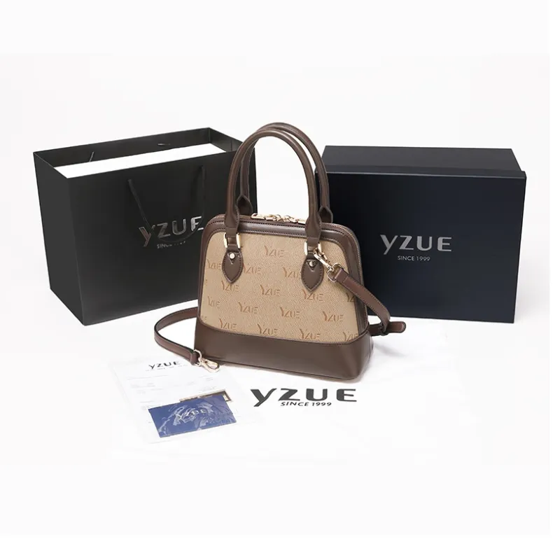 YZUE Leather Handbags Shoulder Bag Crossbody Bag Mom Bag Women's Coffee-2