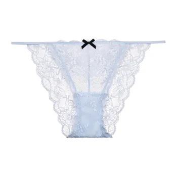 Victoria's Secret PINK Floral Lace Overlay With Fine Ribbon Bikini/AB Underpants Women's 1 Pack Dewy Blue