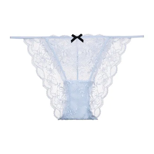 Victoria's Secret PINK Floral Lace Overlay With Fine Ribbon Bikini/AB Underpants Women's 1 Pack Dewy Blue