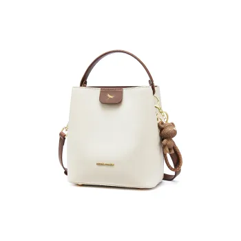 RED DRAGONFLY Cow Leather Bucket Bag, Shoulder Bag, Handbag, Crossbody Bag Regular Women's Ecru