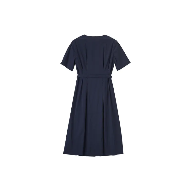 XIANGYING Short Sleeved Dress Women's Navy Blue-1