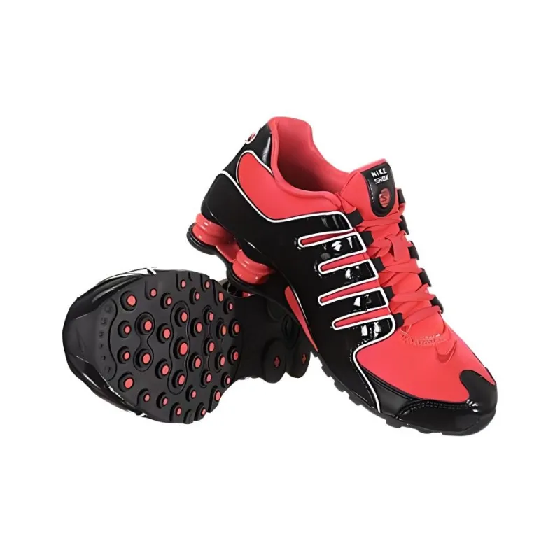 Nike Shox NZ Series Cushioning Wear Resistant Casual Shoes Unisex Black Red-3