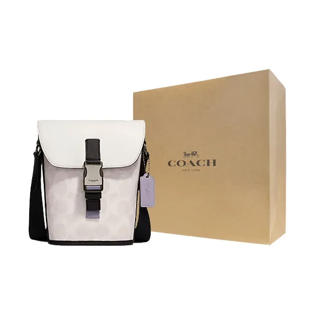 COACH Track Cow Leather Messenger Bag Shoulder Bag Crossbody Bag Small Size Men's White-6