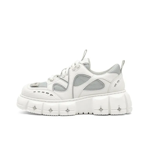 SUGARSU Anti Slip And Wear Resistant Height Increasing Low Top Skateboard Shoes Women's White-0