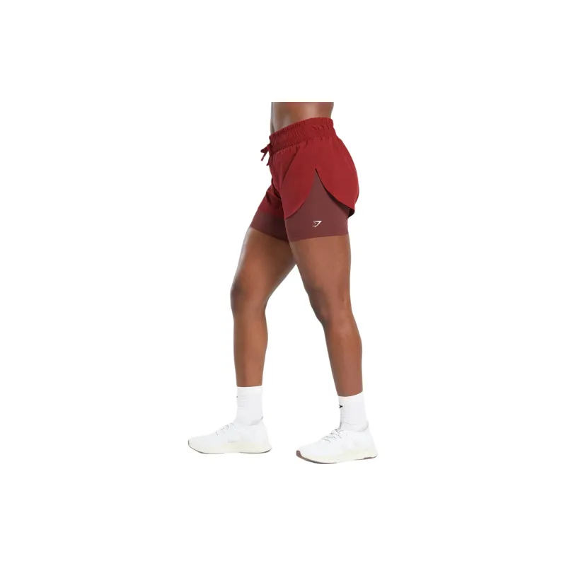 GYMSHARK Sports Shorts Women's Velour Red-2