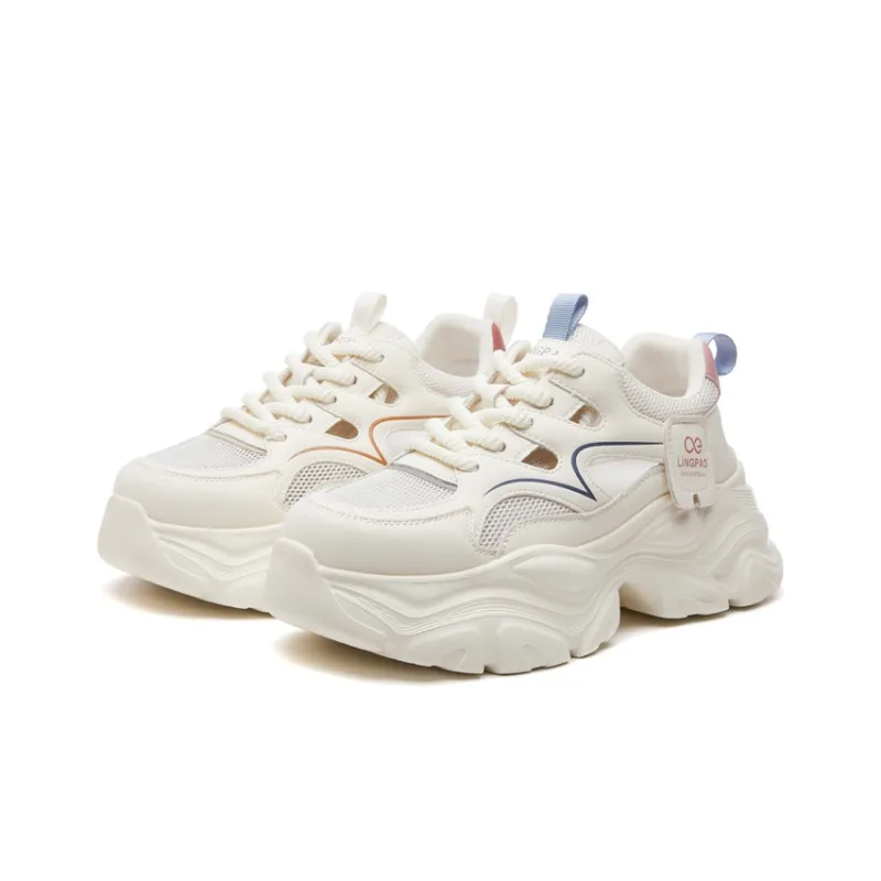 LINGPAO Lightweight Height Increasing Low-Top Chunky Sneakers Women's-4