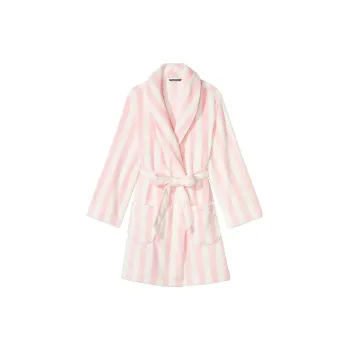 Victoria's Secret Short Cozy Robe/Pink Stripes Pajama Robe Women's Pink