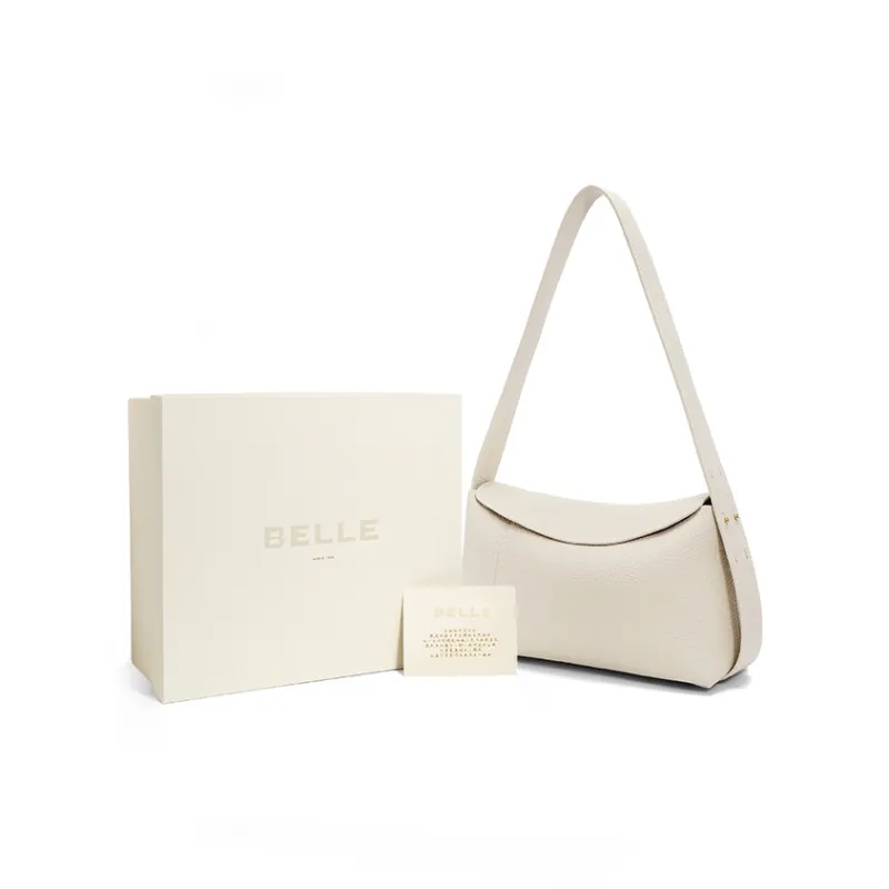 BELLE Top Grain Cow Leather Shoulder Bag Regular Women's Solid Color Plain-19