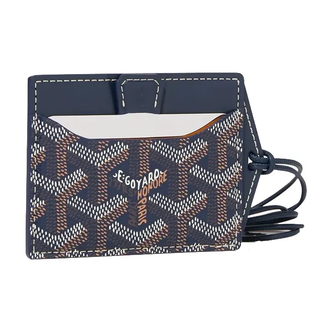 GOYARD Canvas With Calfskin Card Holder Unisex Dark Blue-0