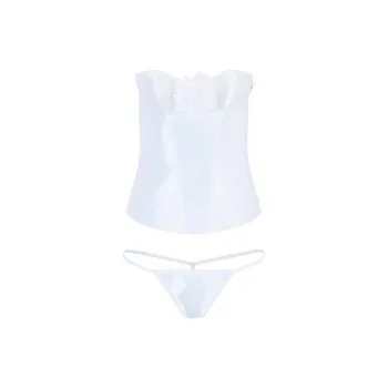 Victoria's Secret PINK ADORE ME Laurin Corset + Panty Set / White Underwear Set Women's White