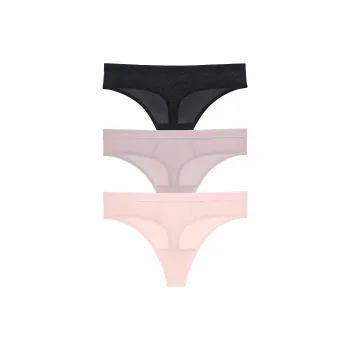 Victoria's Secret 3-Pack Sheer Mesh High-Cut Thong Panties / BBB Underpants Women's 3 Pack Multicolor