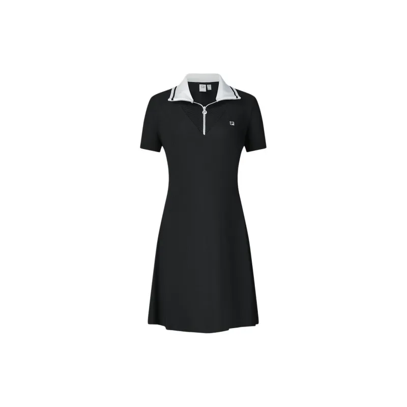 FILA Short-Sleeved Dresses Women's Dark Flow Black-1