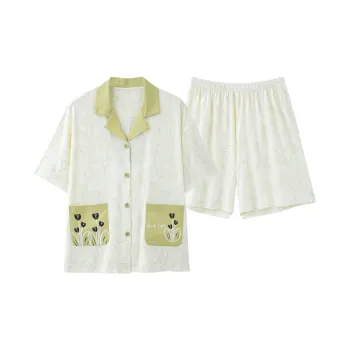 MIIOW Pajama Set Women's Light Green Floral