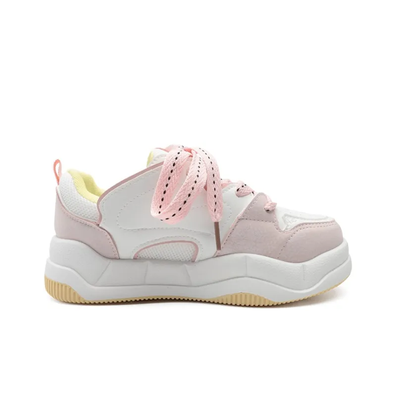 Warrior Wear Resistant Slip Resistant Low Top Skateboard Shoes Women's Beige Light Pink Red Yellow-1