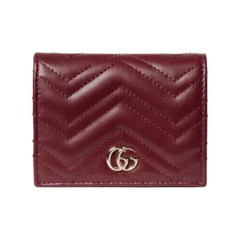 GUCCI GG Marmont Leather Wallet Women's Burgundy