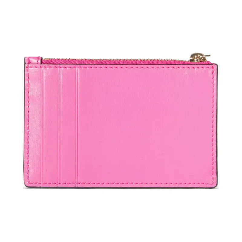 GUCCI Canvas With Leather Trim Card Holder Women's Pink-2