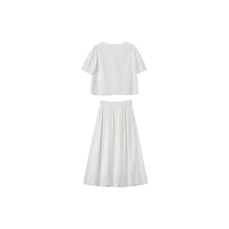XIANGYING Skirt Set Women's White-1