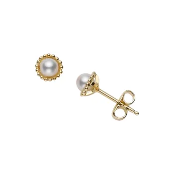 MIKIMOTO 18K Gold Stud Earrings Women's Gold