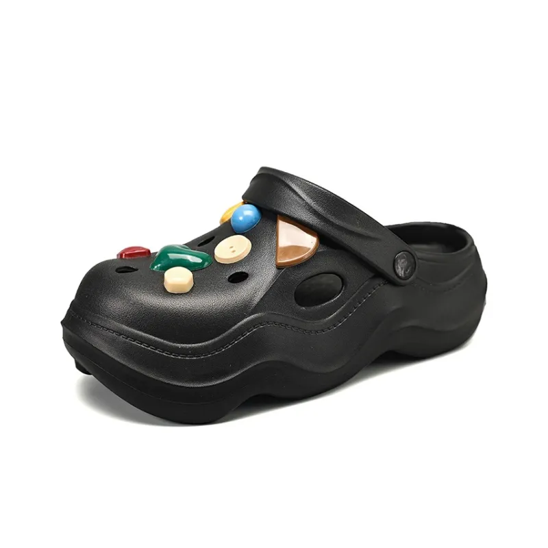 OUBT Wave Bottom Gemstone Decoration Closed Toe Clogs Women's-12