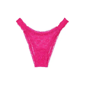 Victoria's Secret PINK THE LACIE Lace Brazilian Panty/Forever Pink Underpants Women's 1 Pack Rose Red