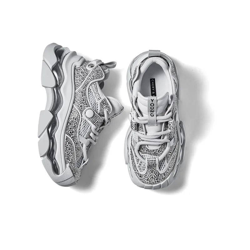 CHERYKALLY Breathable Coverage Support Low-Top Chunky Sneakers Women's-4